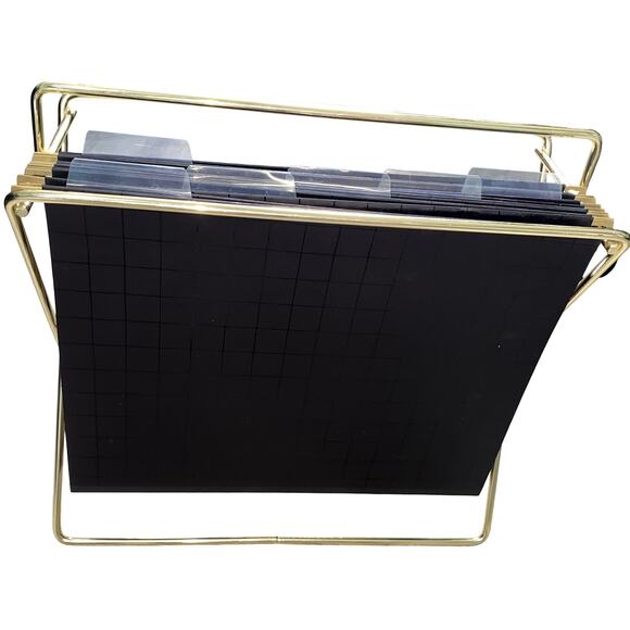 Black and Gold Desktop File Holder With Folders - Picture 2 of 4